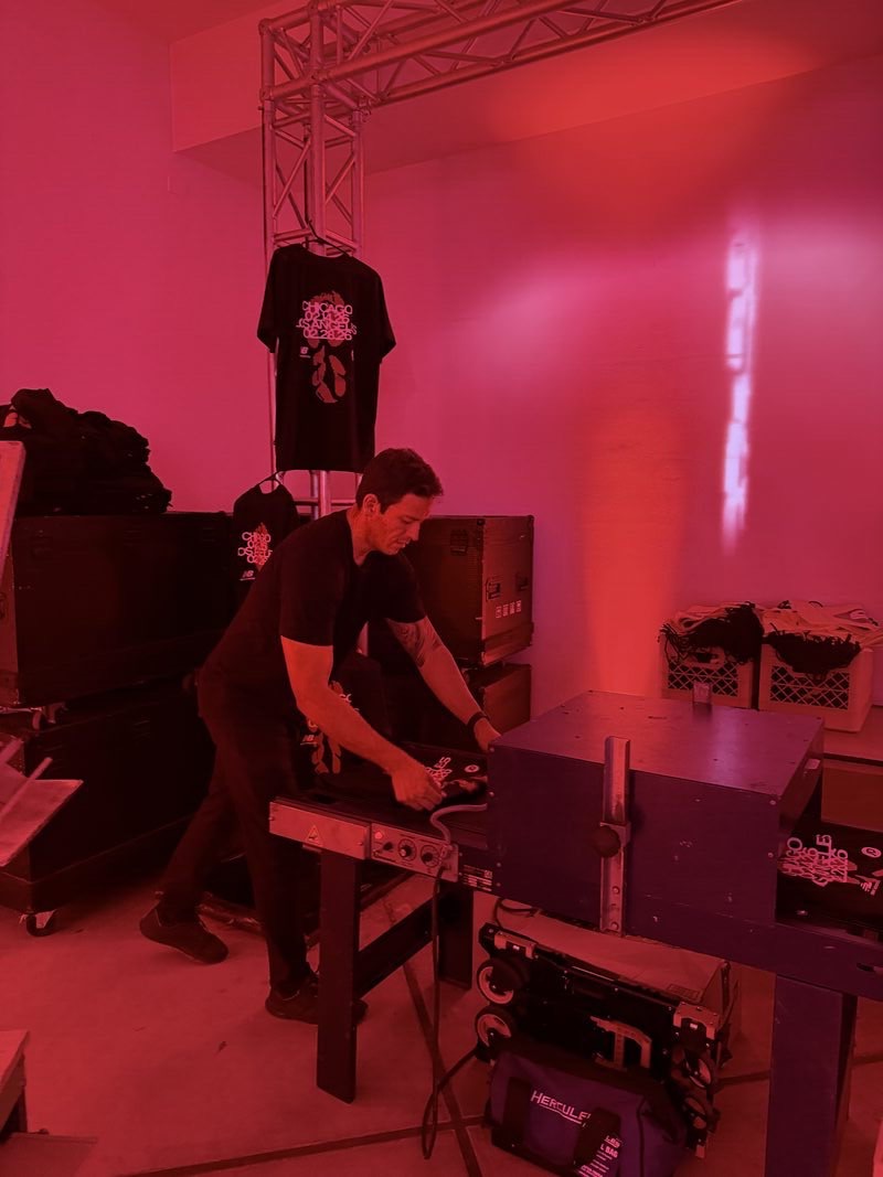 Close detail of a garment being customized live